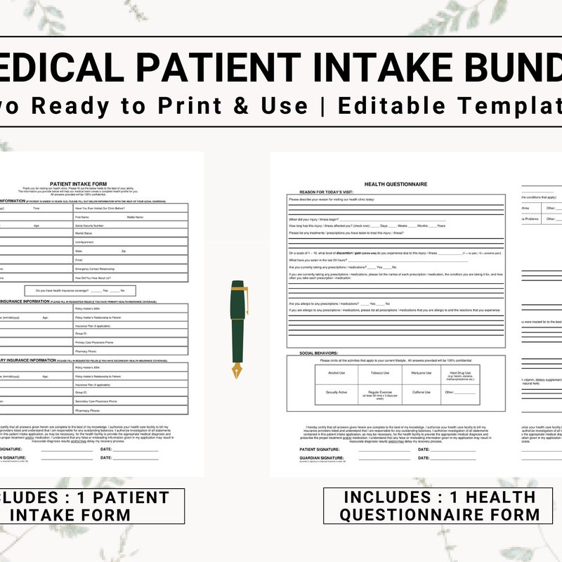 Medical Intake Form - Etsy
