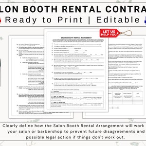 Professional Salon Booth Rental / Lease Agreement | Create Clear Rules & Expectations for Business Operations on Your Commercial Property