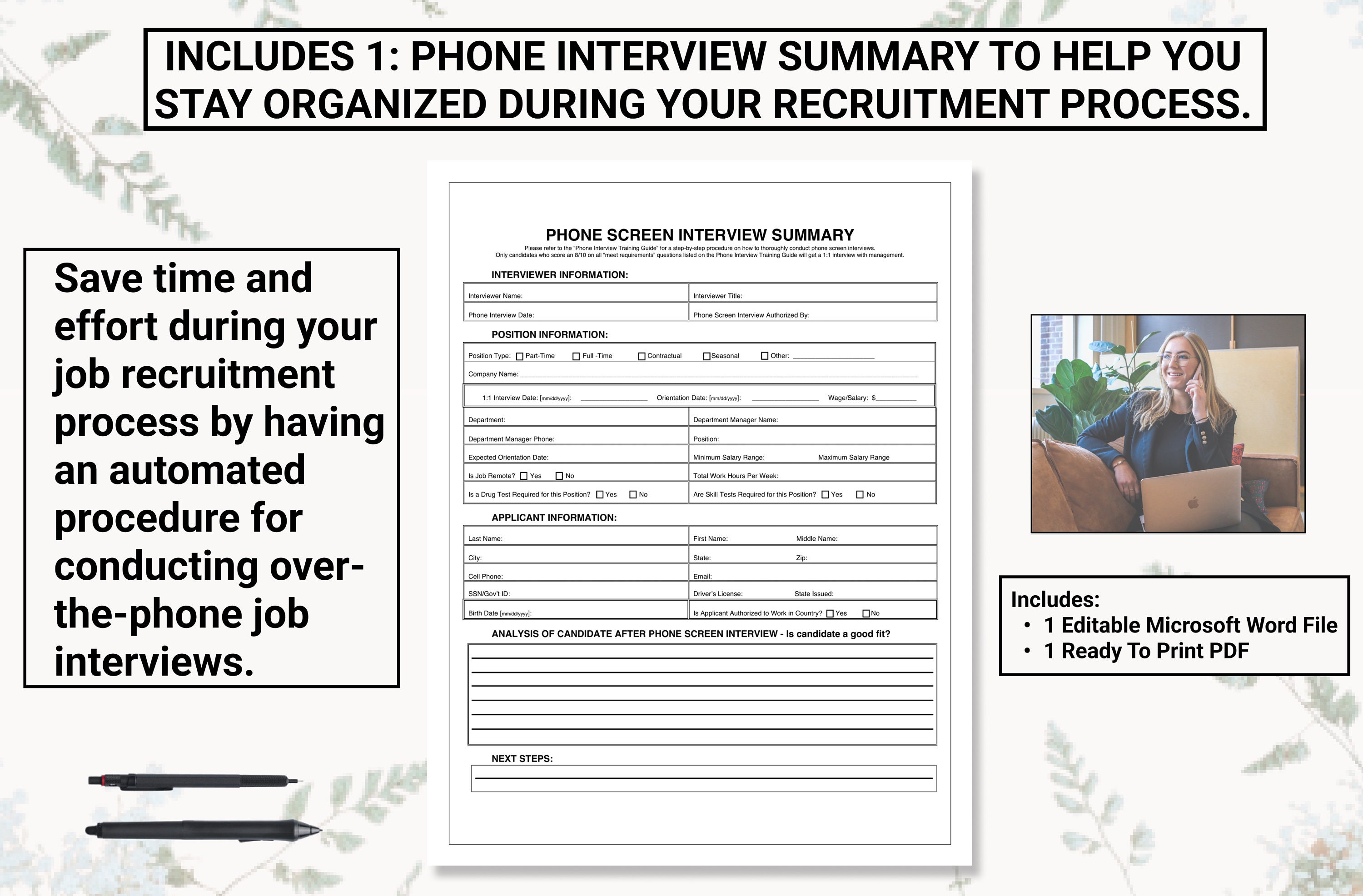 Phone Screen Interview Guide Example Phone Screening / Job Interview Bundle | Find the Best Job Candidates ...