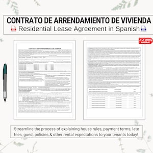 Contrato de Arrendamiento de Vivienda | Contrato de Locação Residencial em Espanhol | Explique Detalhes de Pagamento de Aluguel, Regras da Casa e Mais com Facilidade