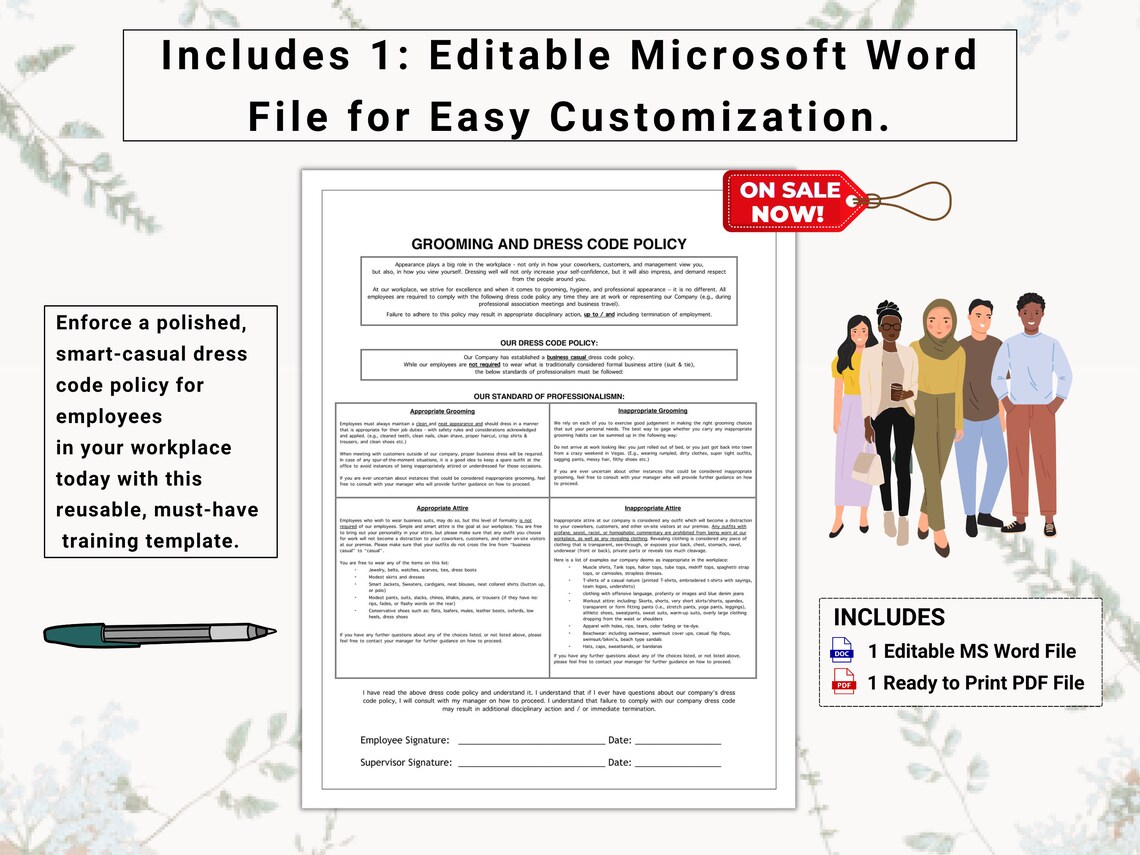 Employee Dress Code / Grooming Policy | Employee Handbook Must Have ...