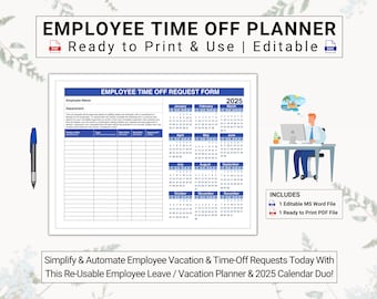 2025 Employee Time-Off Planning Calendar For PTO, Leave & More! Establish A Fair System For Approving / Denying Employee Leave And Absences