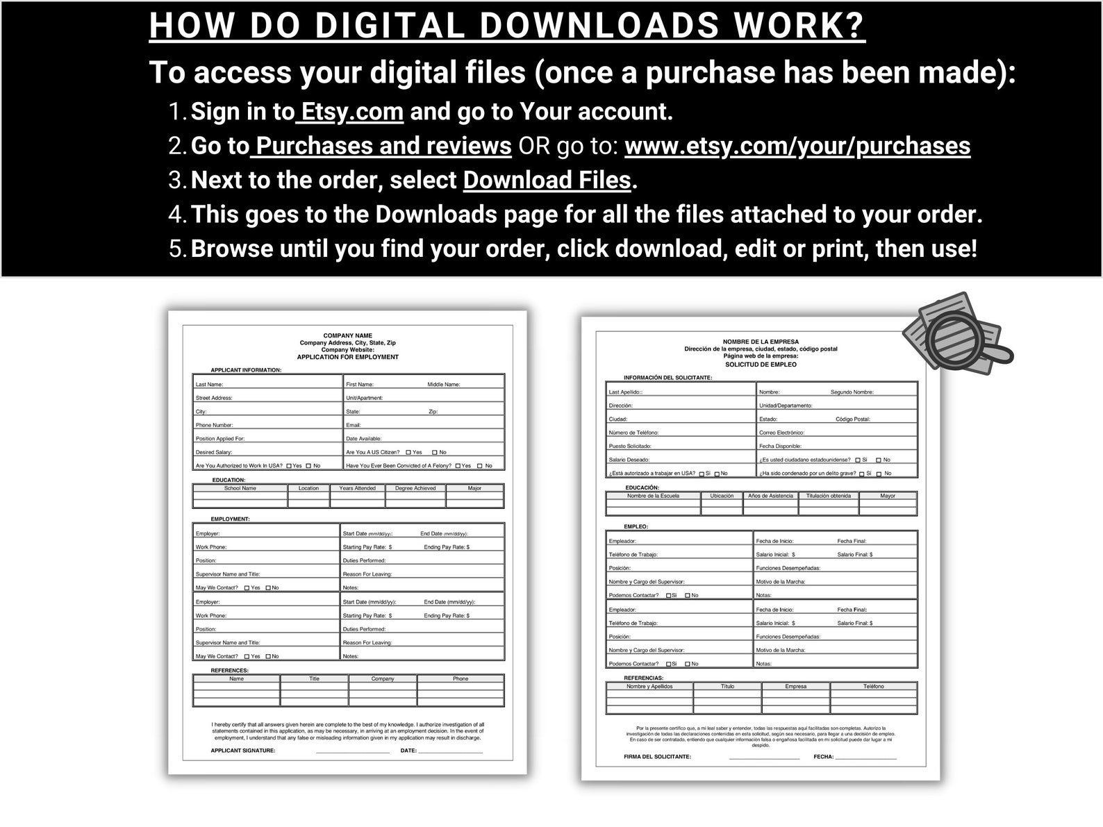 Employment / Job Application Forms in English & Spanish | Attract ...