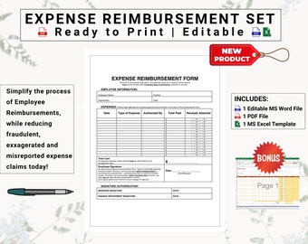 Employee Expense Report & Expense Reimbursement Set | Streamline How You Calculate, Collect and Approve Employee Business Expenses Today!