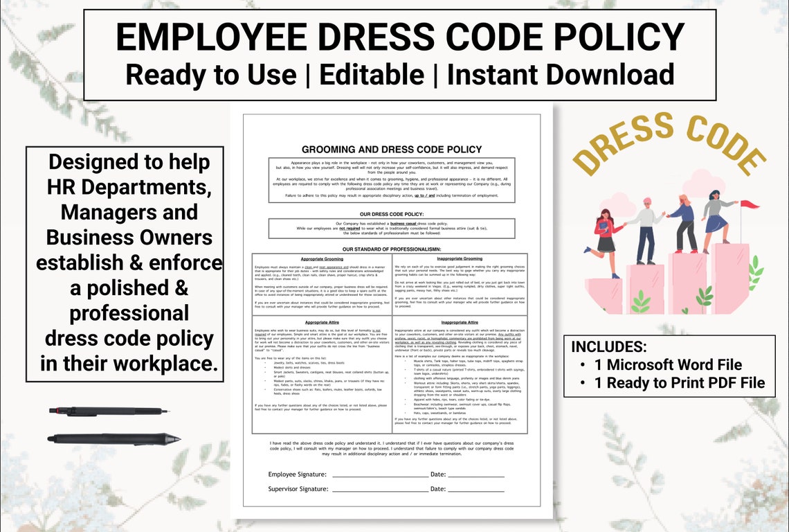 Employee Dress Code / Grooming Policy Discuss Promote & Etsy