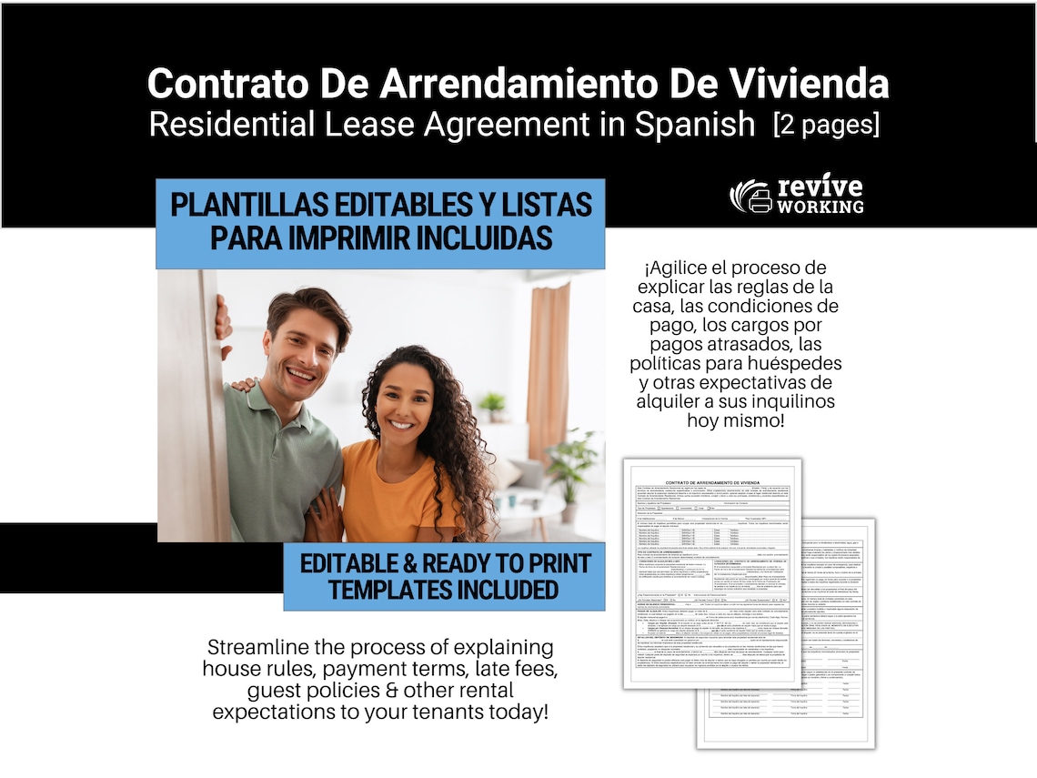 Contrato De Arrendamiento De Vivienda | Residential Lease Agreement in ...