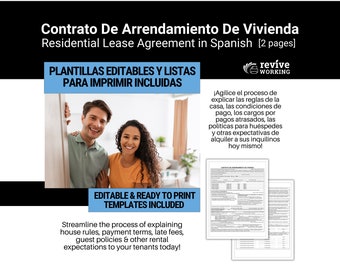 Contrato de Arrendamiento de Vivienda |  Residential Lease Agreement in Spanish | Explain Rent Payment Details, House Rules & More With Ease