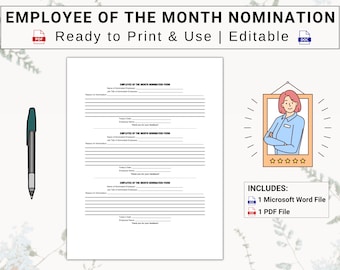 Employee Of The Month Nomination Form | Increase Employee Motivation, Morale & Productivity by Recognizing High Performing Staff Each Month
