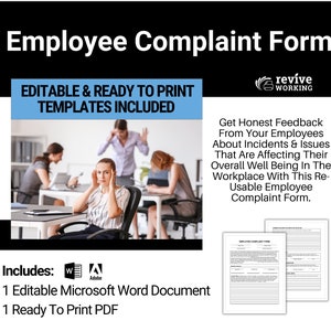 Employee Complaints, Incidents & Issues Form | Help Resolve Employee Work Place Issues Quickly | An Employee Management Handbook Must Have