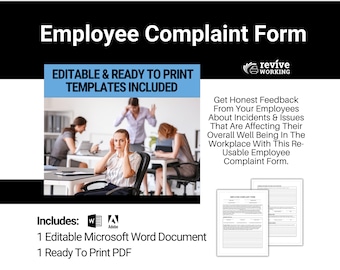 Employee Complaints, Incidents & Issues Form | Help Resolve Employee Work Place Issues Quickly | An Employee Management Handbook Must Have