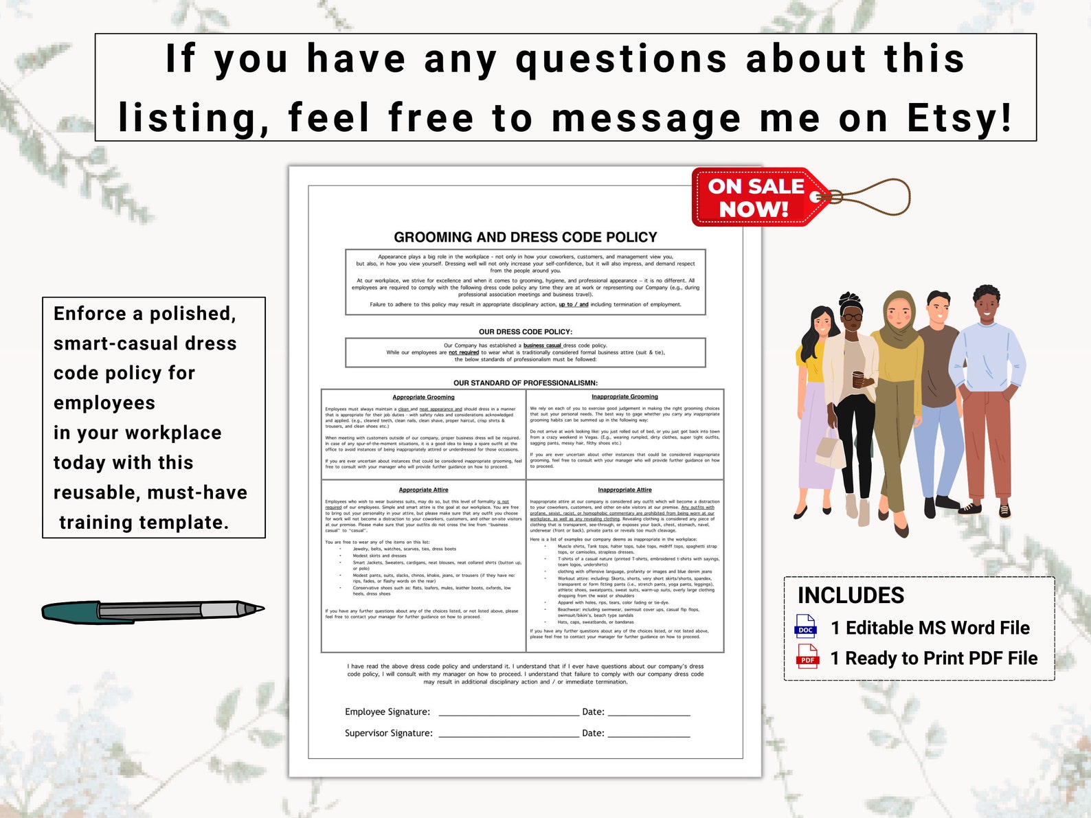 Employee Dress Code / Grooming Policy | Employee Handbook Must Have ...