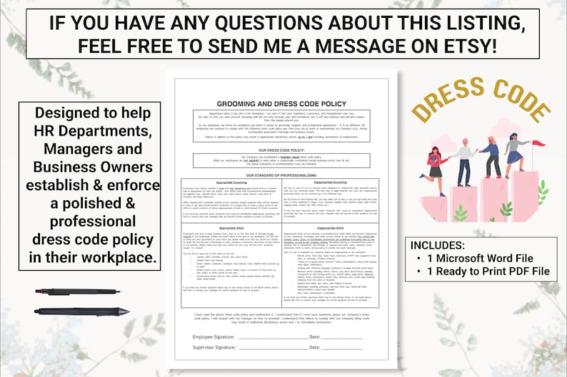 Employee Dress Code / Grooming Policy Discuss Promote & Etsy
