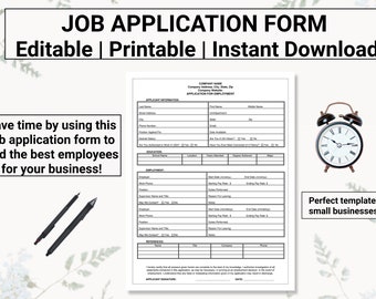 job application template etsy