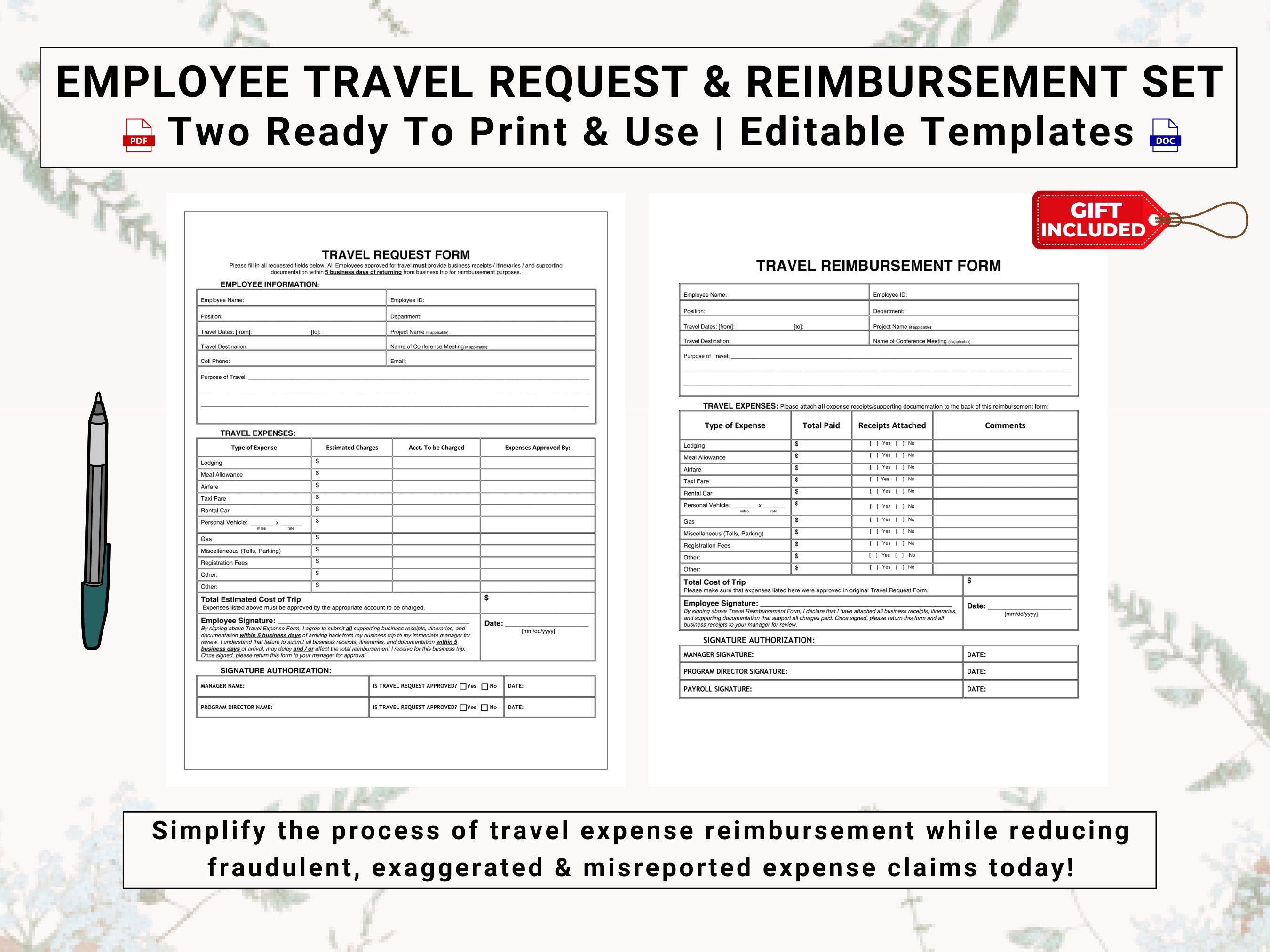 Employee Travel Requisition & Expense Reimbursement Set Create