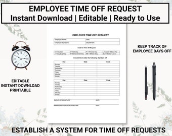 Request off Calendar Template Etsy Canada
