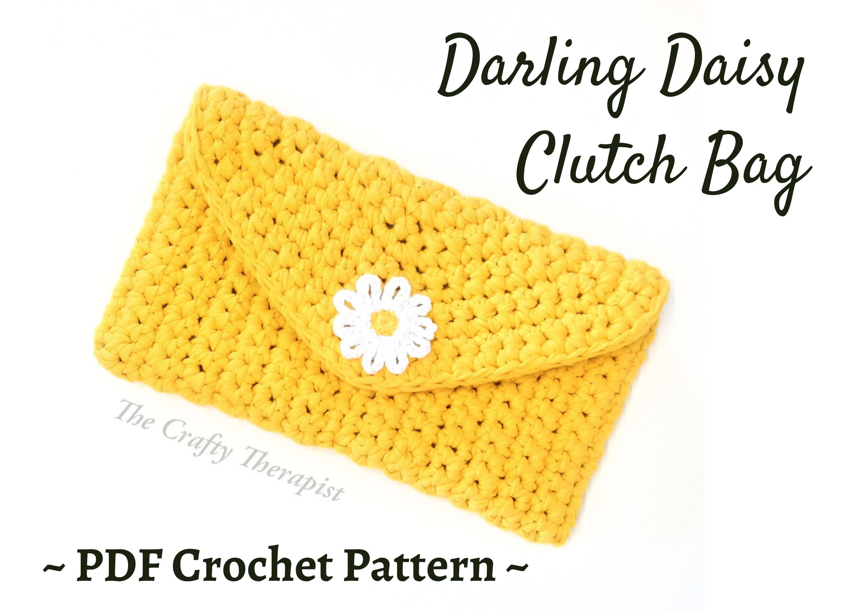 Daisy Clutch Bag CROCHET PATTERN, Crochet Purse, Crochet Handbag