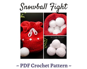 Snowballs CROCHET PATTERN, crochet snowball, crochet bag, festive crochet pattern, snowball fight crochet pattern