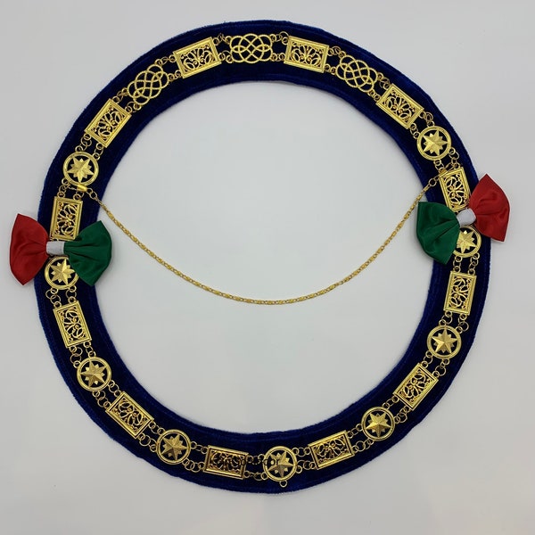 Regalia maçonnique Grande Loge Ronde Chaîne Métallique Collier Or Chaîne Maçonnique Collier