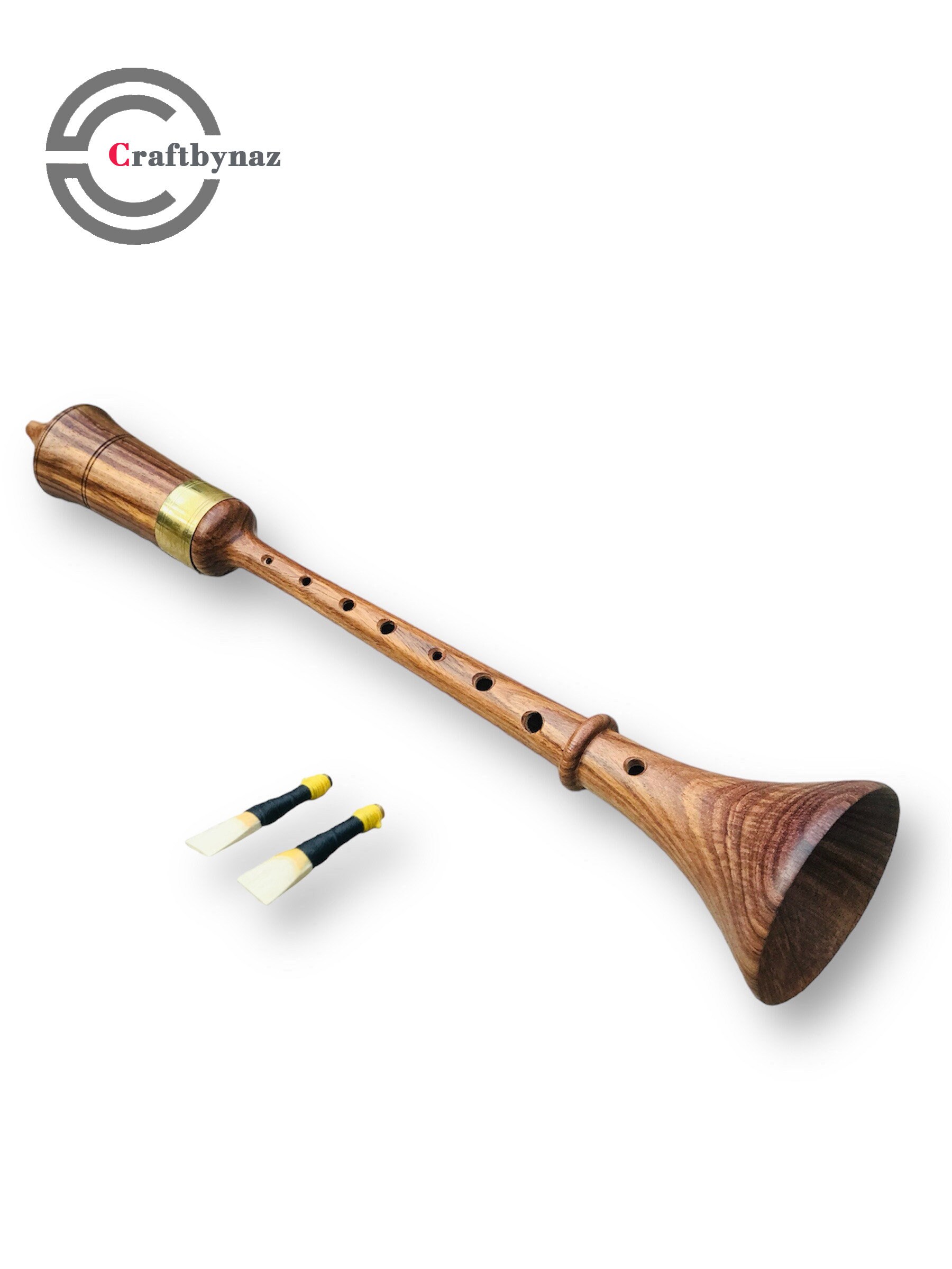 Rosewood RAUSCHPFEIFE Small Wooden Medieval Shawm Instrument With Two