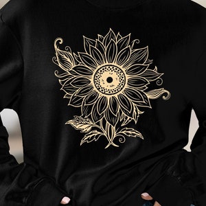 Sunflower Graphic Sweatshirt: Botanical Art Tee, Gardener Gift