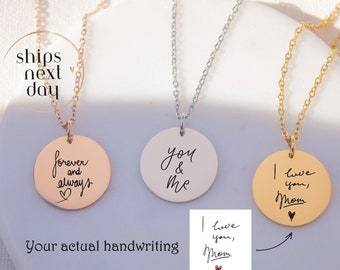 Actual Handwriting Necklace: Memorial Keepsake Jewelry - Remembrance CHRISTMAS Gift