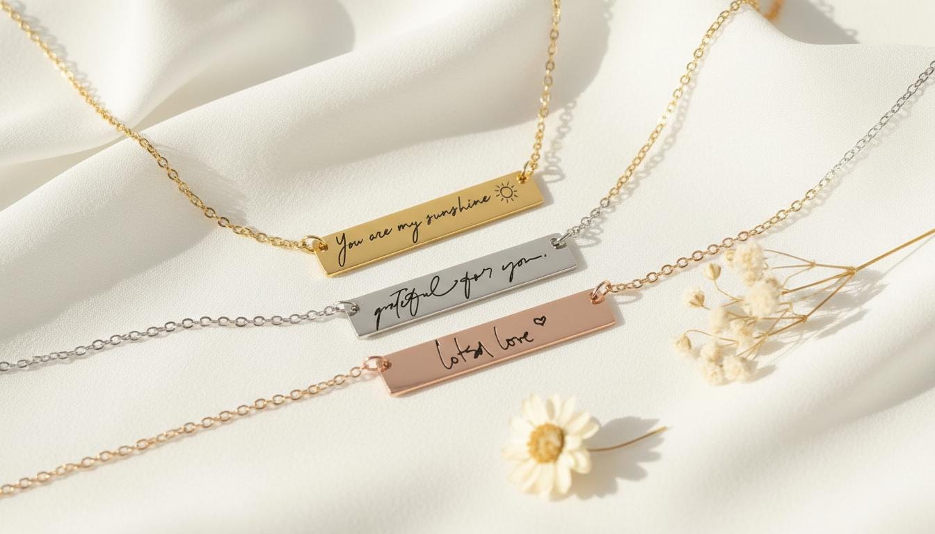 Actual Handwritten Message Necklace, Personalized Love Necklace