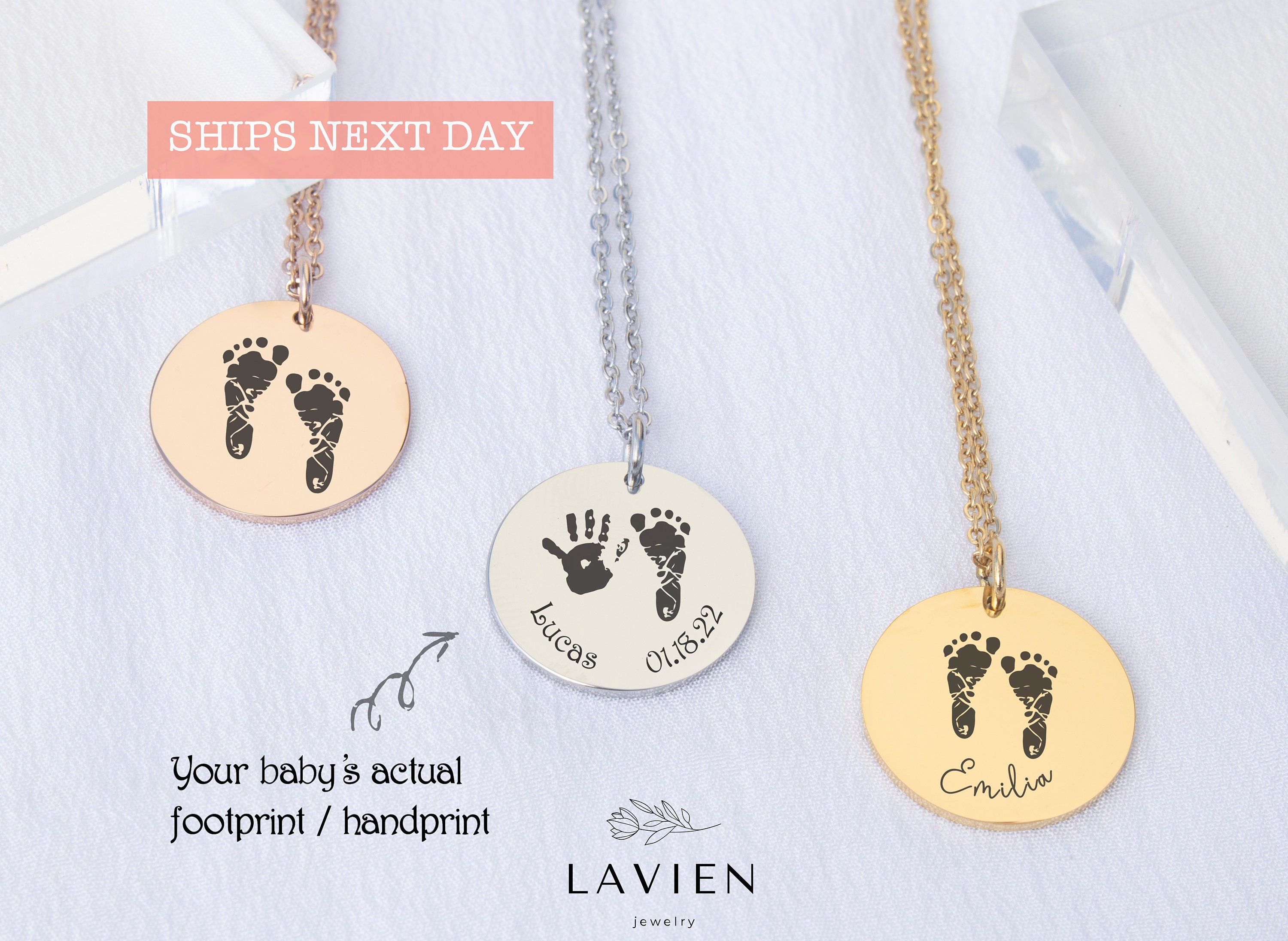 Engraved Baby Feet Necklace With Personalized Birthstone – Jewelry – Personalized Jewelry