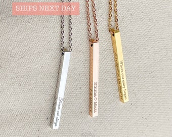 Custom Coordinates Necklace Name Date Engraved Bar Necklace Location Necklace CHRISTMAS Personalized Gifts for Wife GF Long Distance Gift