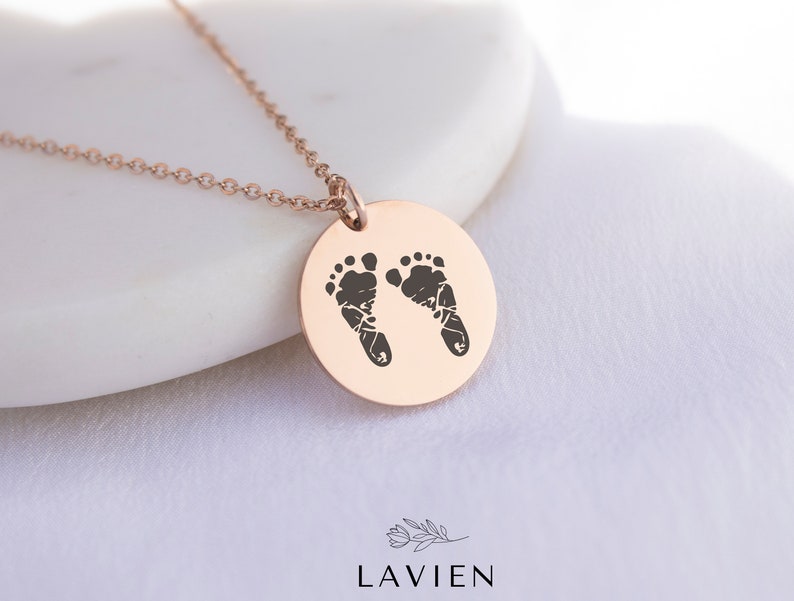 Actual Baby Footprint Necklace Custom Baby Handprint Jewelry Etsy