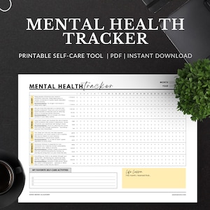 Mental Health Tracker Printable/Instant Download | CBT Tool, Therapy Worksheet, Digital Mental Health Pages, Self Care Monthly PDF