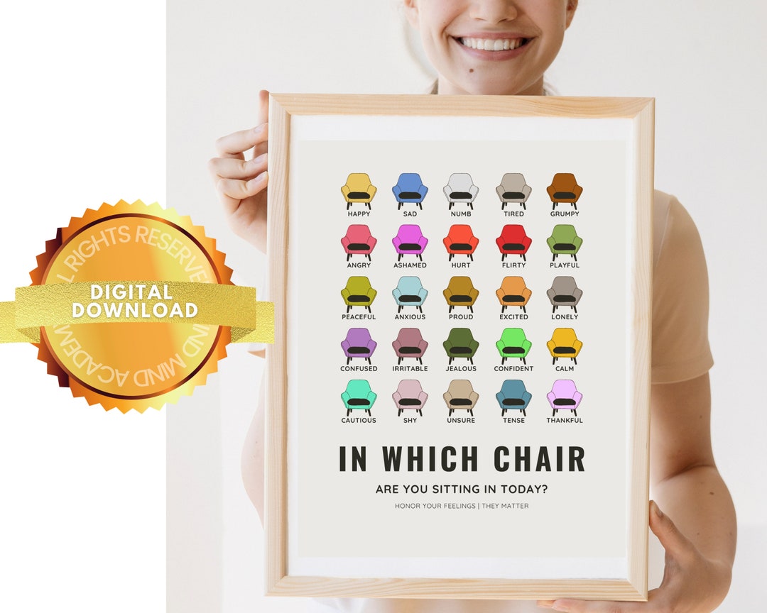 Feelings & Emotions Digital Chart Print | Therapy Poster, Counselor ...