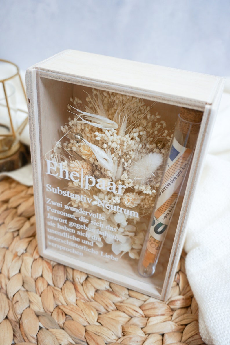 Hochzeitsgeschenk Geschenkbox Ehepaar Geldgeschenk Hochzeit Blumenbox Bild 5