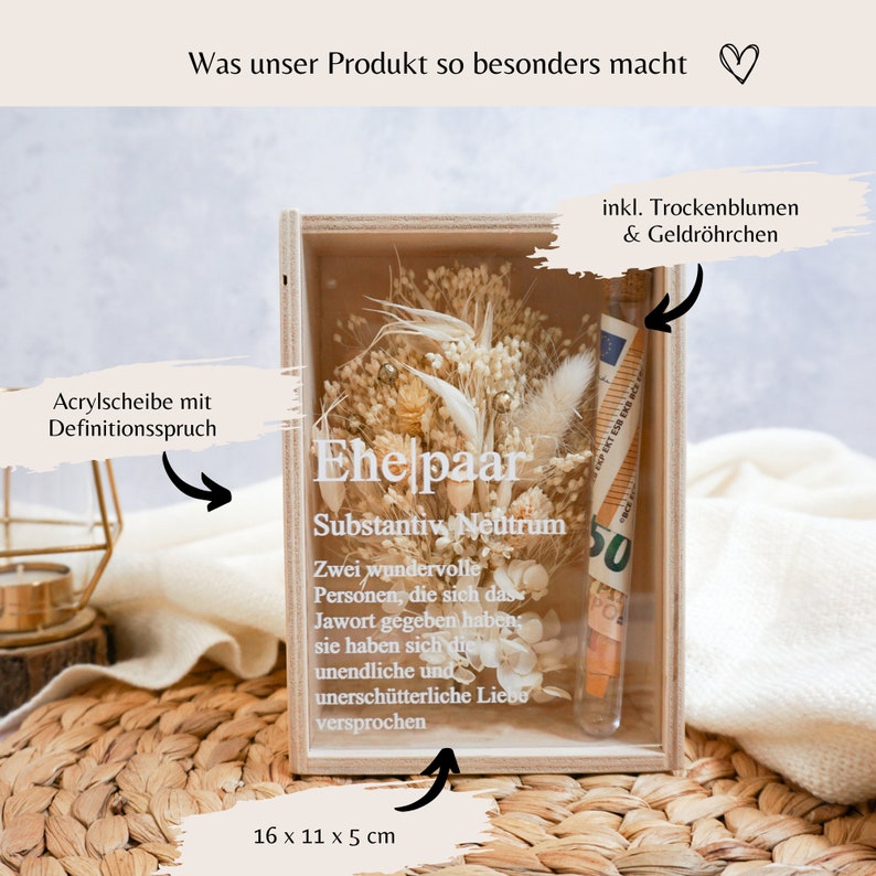 Hochzeitsgeschenk Geschenkbox Ehepaar Geldgeschenk Hochzeit Blumenbox Bild 2