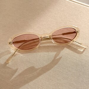 Crystal Pink Micro Oval Sunglasses