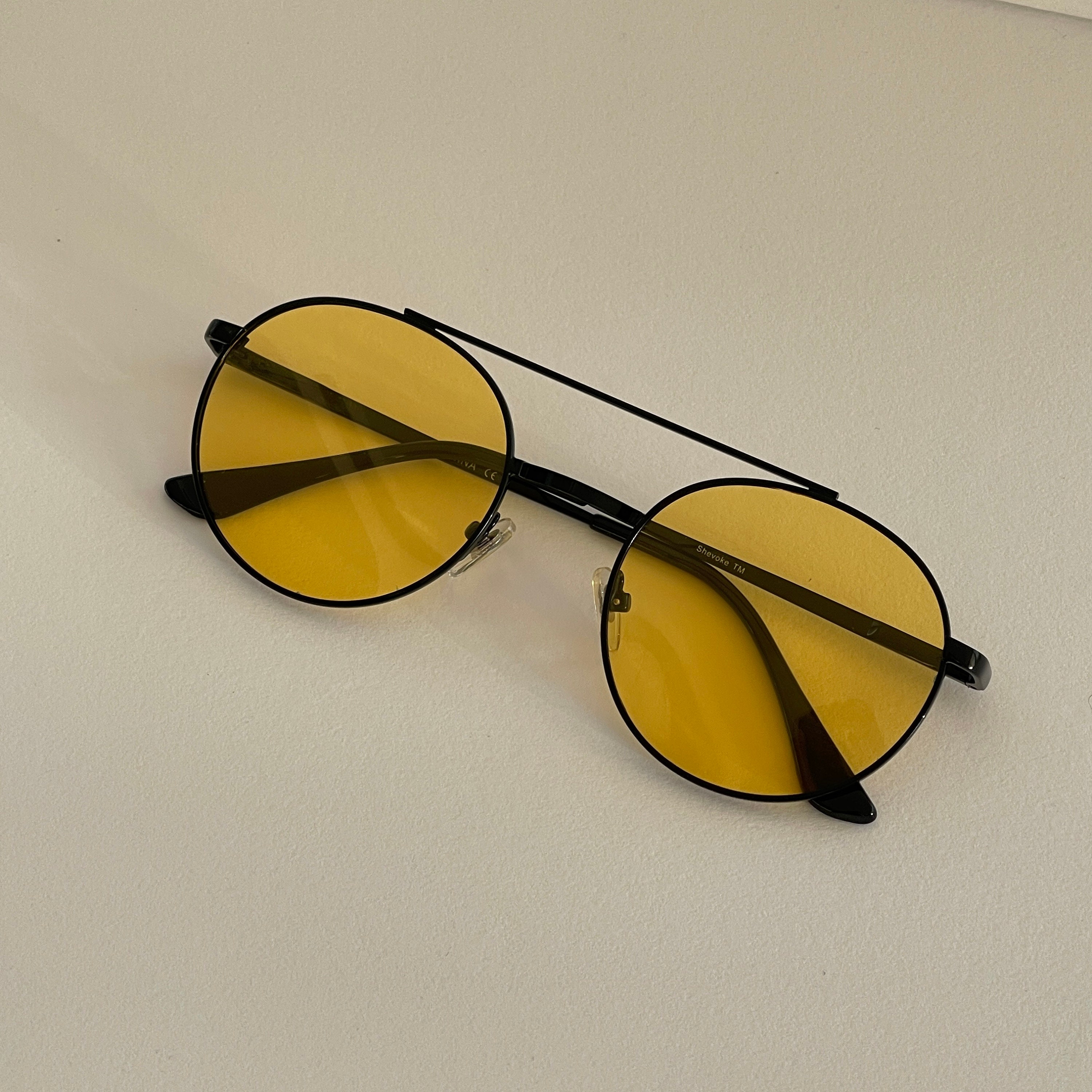 Visions India Unisex Round Sunglasses – Yellow Frame & Lens, 60mm Width, Non-Polarized (Medium) - View #9