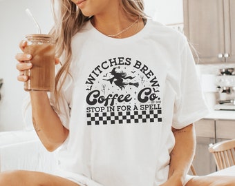 Witches Brew Coffee Co. T Shirt | Uniseks T-shirt met korte mouwen | Bella Canvas 3001 | Grappig shirt koffieheks | Koffieliefhebber | Hekserijcadeau