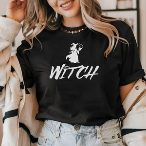 Witch Lady T-Shirt | Unisex Short Sleeve Tee | Bella Canvas 3001 | Witchcraft Witch Tee | Witch Spell Book Shirt | Spooky Halloween Shirt