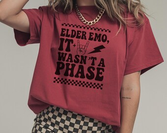 Elder Emo Es war kein Phase-T-Shirt | Wohlfühlfarben 1717 | Pop Punk T-Shirt | Motiv Kinder Band Shirt | Alternatives Rockmusik Geschenk