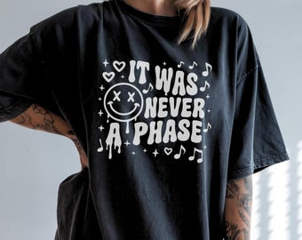 It Was Never A Phase Retro T-shirt | Unisex Short Sleeve Tee | Comfort Colors 1717 | Alt Clothing | Retro Letter Emo Funny Music Punk Rock