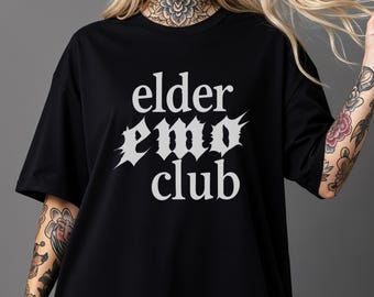 Elder Emo Club Spiky Font T-shirt| Unisex Short Sleeve Tee | Comfort Colors 1717 | Alt Clothing | Goth Emo Funny Music Punk Rock Shirt