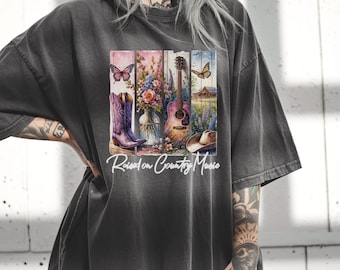 Raised On Country Music T-shirt | Unisex Short Sleeve Tee | Comfort Colors 1717 | Country Western Southern Nashville Concert Vintage Tee