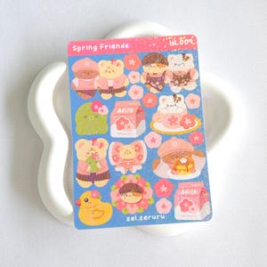 Spring Friends Stickerbogen, holografisch, niedlicher Stickerbogen, deko Sticker, Laptop Sticker ästhetisch, polco Sticker, bujo Sticker