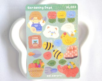 Gardening Days cute sticker sheet, Garden plants deco stickers, spring stickers, laptop stickers aesthetic, polco stickers, bujo stickers