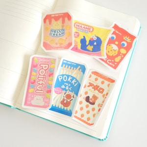 Asian Snacks holografische gestanste sticker | schattige stickers voor bujo, bullet journal, deco, journaling, planner, penvriend | kawaiidieren