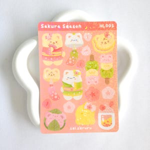 Hoja de calcomanías lindas de la temporada de Sakura, calcomanías decorativas de flores de cerezo, calcomanías de primavera, calcomanías estéticas para computadora portátil, calcomanías de polco, calcomanías de bujo