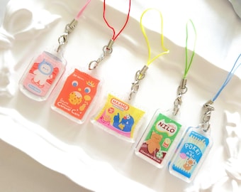 Asian Snacks BLIND BAG glitter acrylic charm | cute phone charms for bags, pouches , itabags, purse