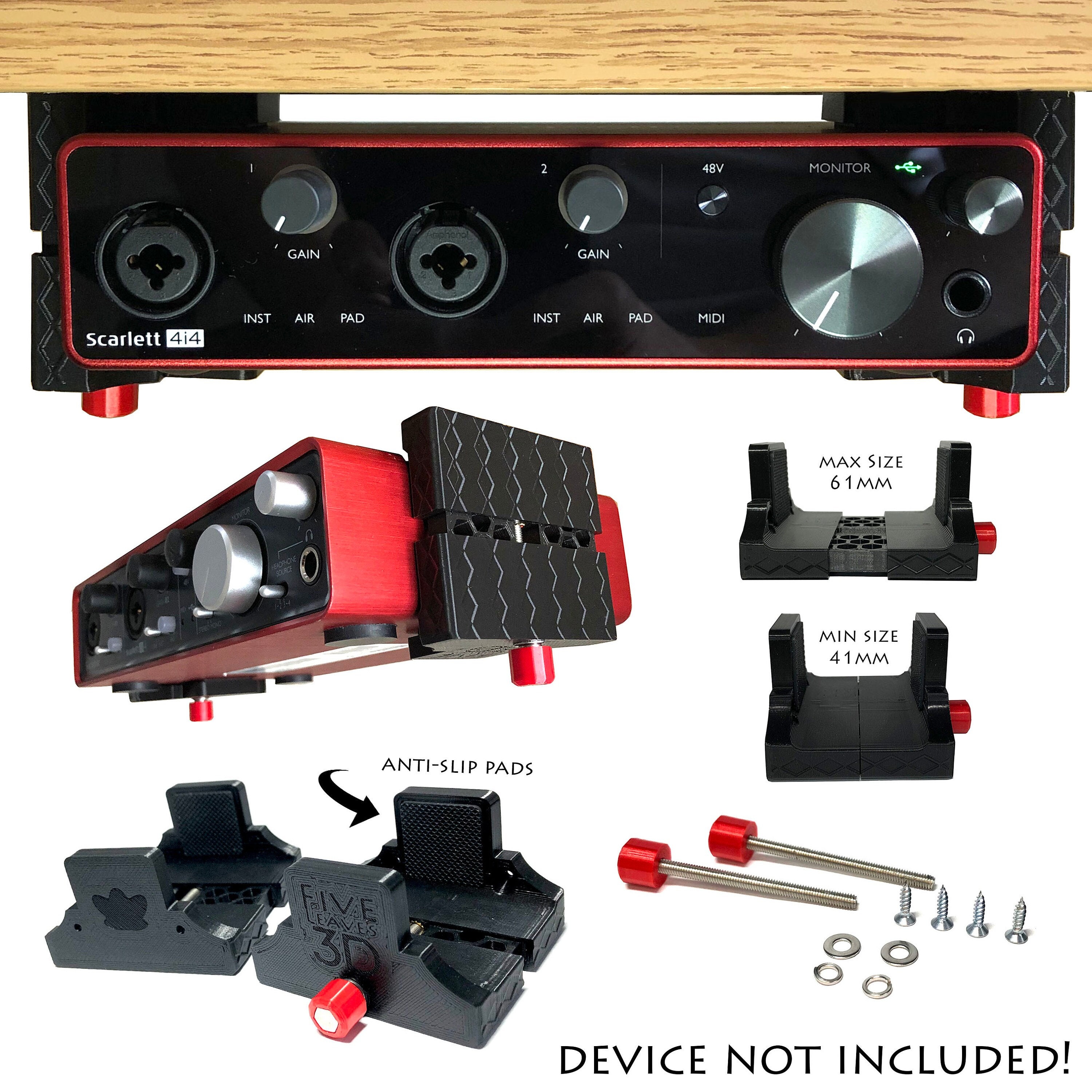 Stand for Focusrite Scarlett 2i2 USB Audio Interface Underdesk Brackets in  Color Matte Black 