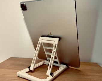 Adjustable iPad Pro Stand, Tablet Desk Holder, Flat Pack Portable Stand for Drawing Viewing