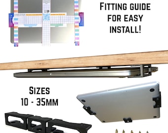 Under Desk Laptop Holder: Space Saving Mount with Install Template