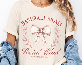 Chemise Baseball Moms Social Club, t-shirts baseball tendance, chemise baseball maman, t-shirt baseball maman, t-shirts baseball, cadeau baseball maman